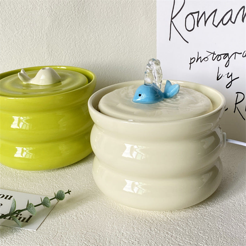 Milk Fufu Cat Automatic Circulation Ceramic Water Fountain