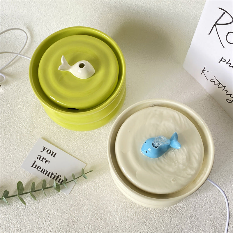 Milk Fufu Cat Automatic Circulation Ceramic Water Fountain