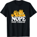 Garfield Nope Not Today Lazy Cat Bold Logo T-Shirt - Unisex-Adults, Unisex-Kids - Black - Short Sleeve - T-Shirt - Novelty T-Shirts