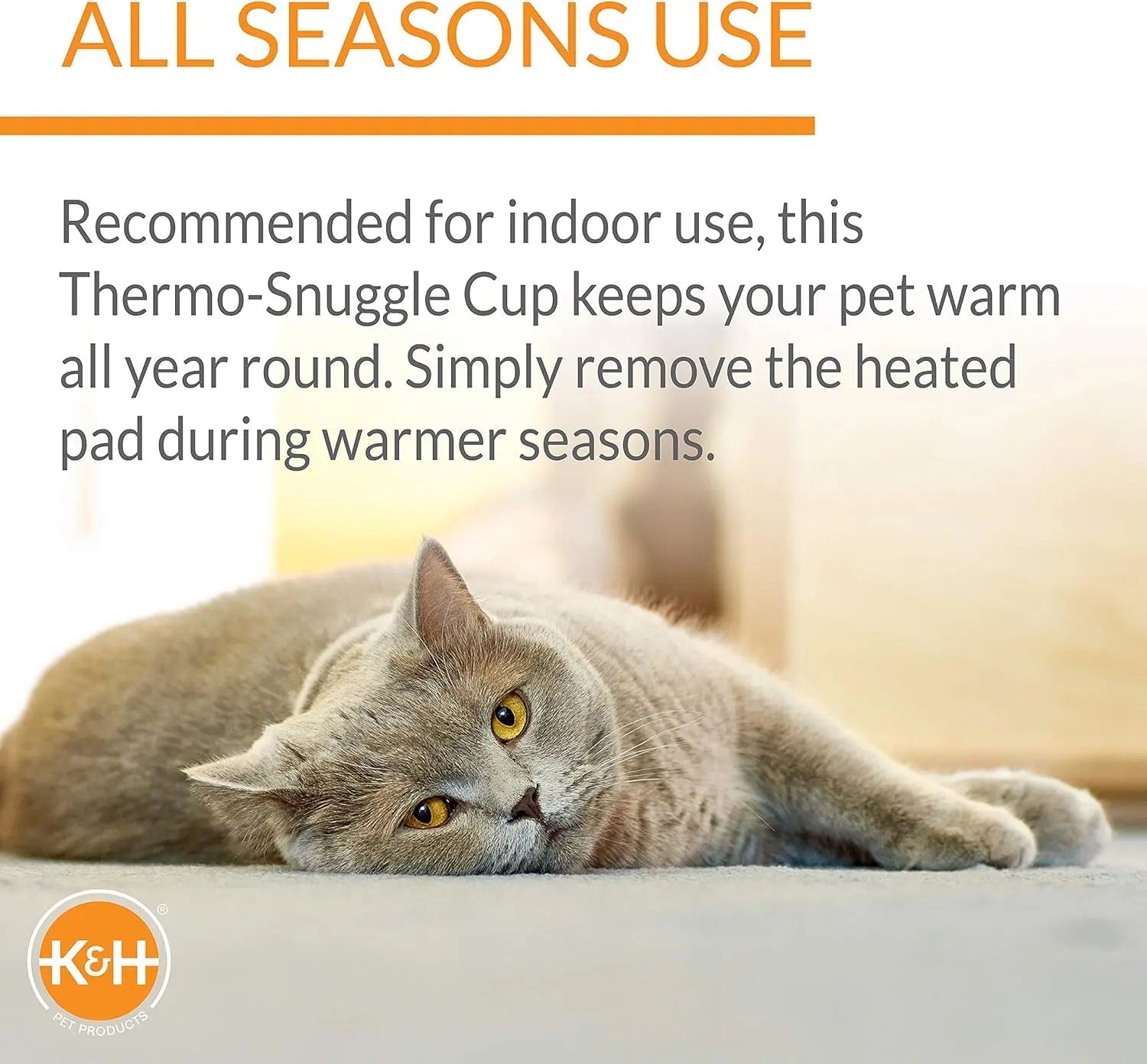 Heated Cat Bed with Removable Warmer, Soft Snuggle Cup, Washable, 14x18