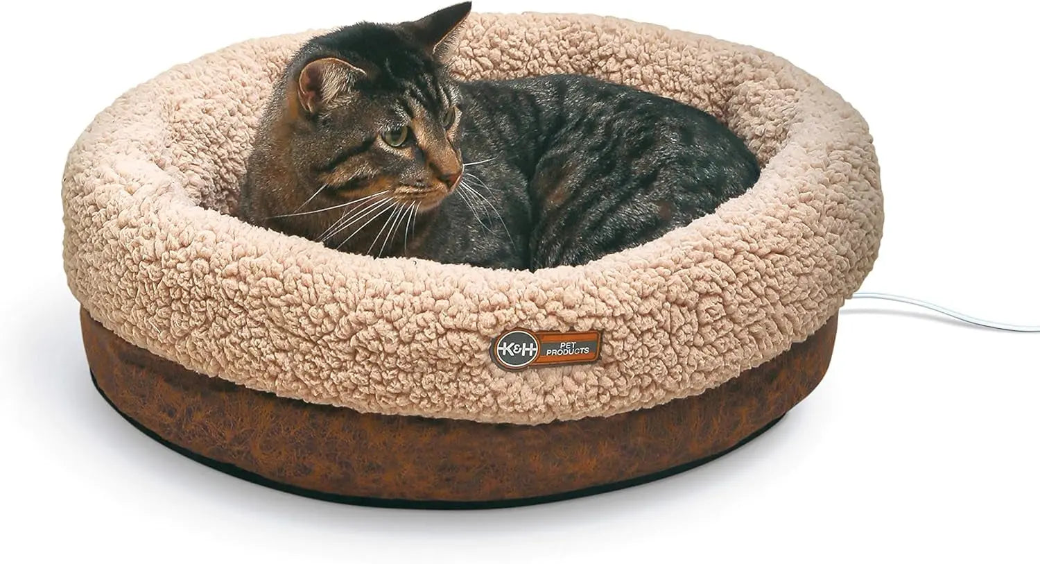Heated Cat Bed with Removable Warmer, Soft Snuggle Cup, Washable, 14x18