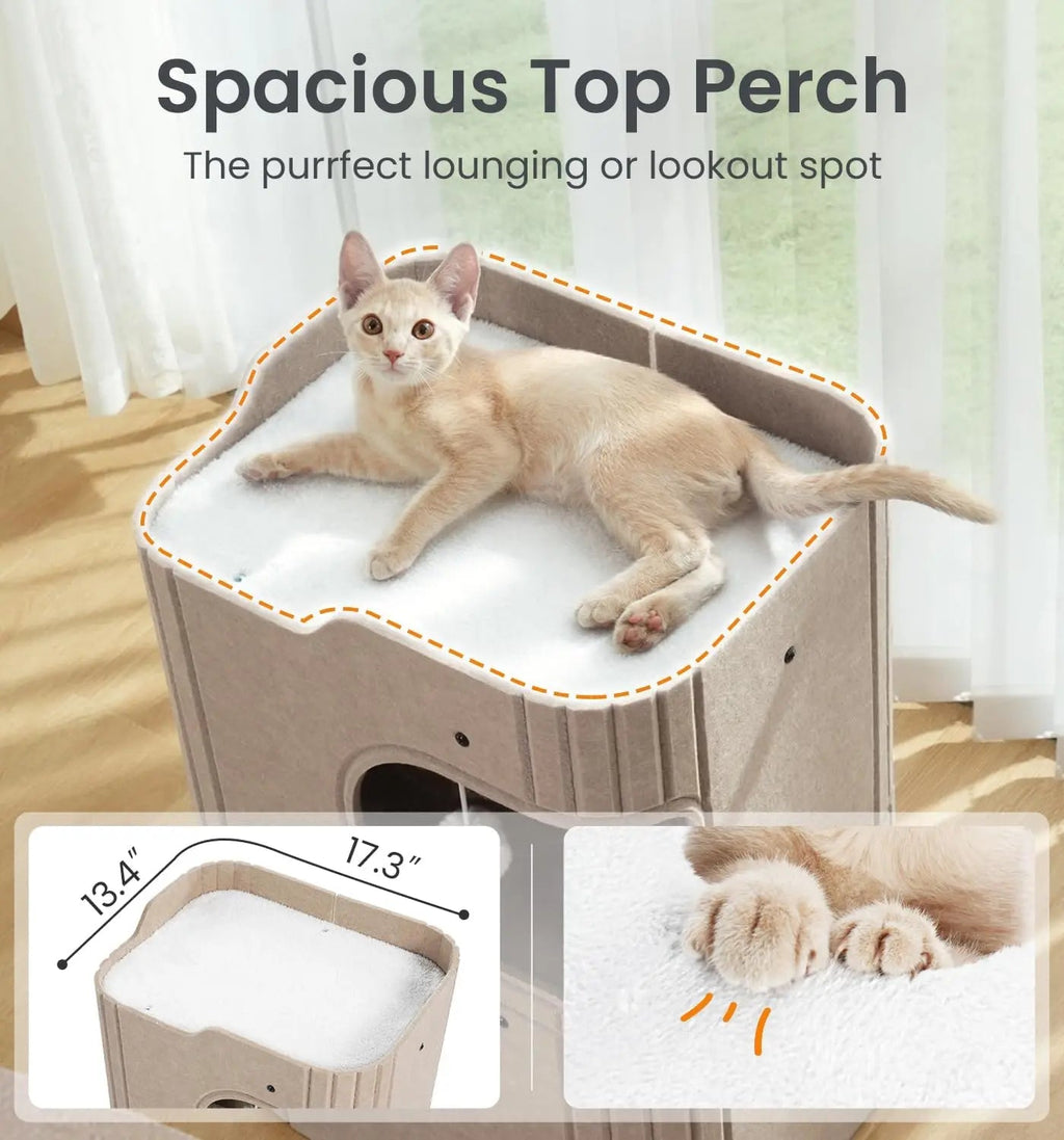 Made4Pets 2-Story Indoor Cat House Cube Bed Tunnel Condo