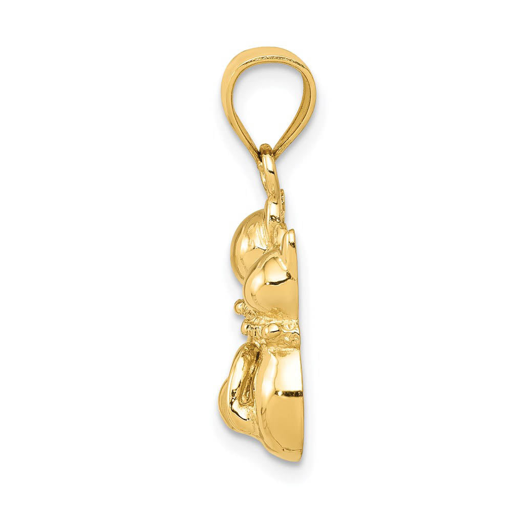 14k Yellow Gold 2D Polished Double Cat Pendant
