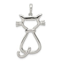 Sterling Silver 25mm Polished Cat Silhouette Pendant