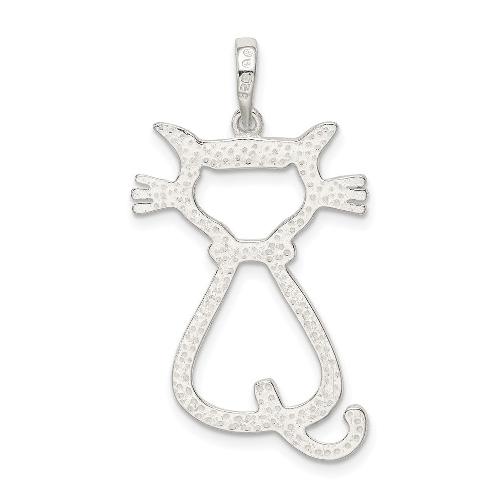 Sterling Silver 25mm Polished Cat Silhouette Pendant