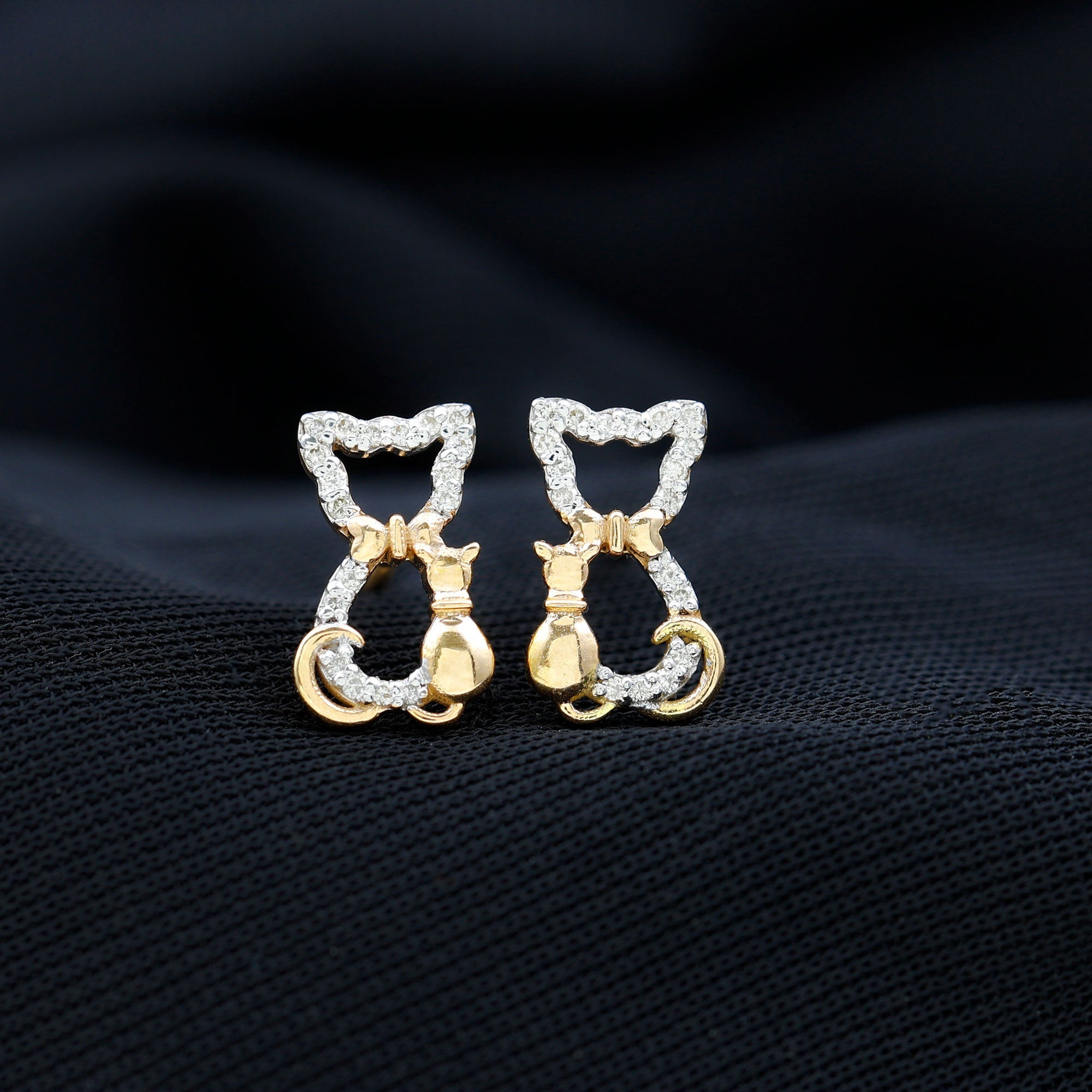 Certified Diamond Cat Stud Earrings