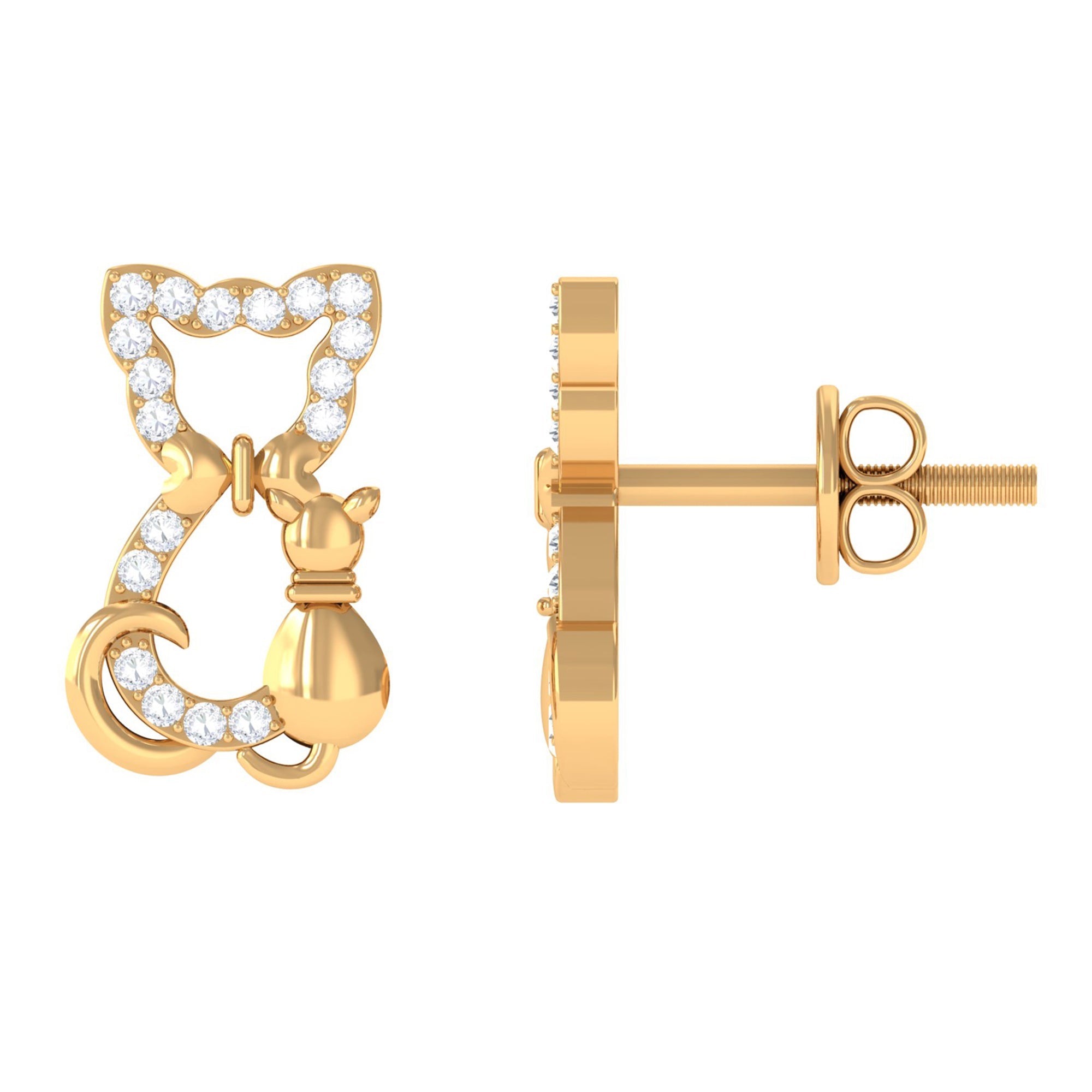 Certified Diamond Cat Stud Earrings