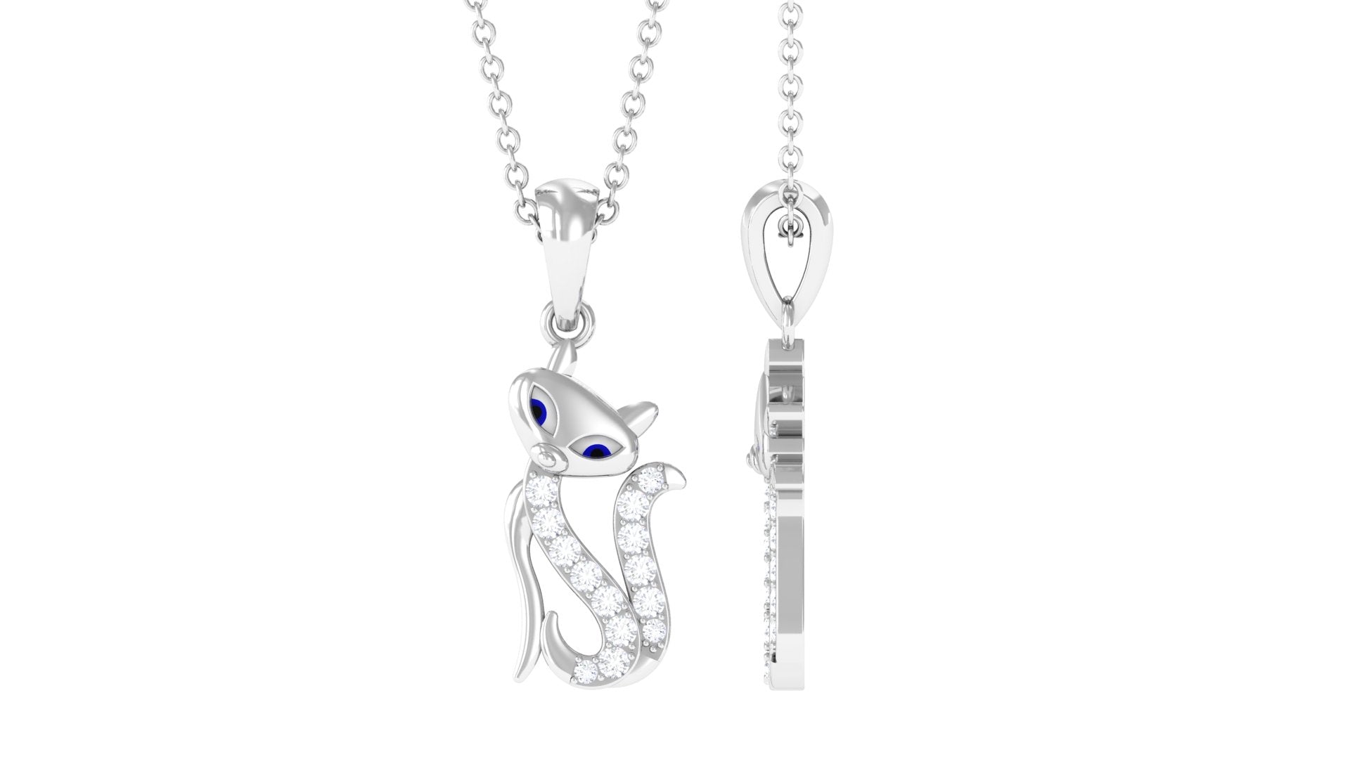 Certified Moissanite Cat Pendant Necklace