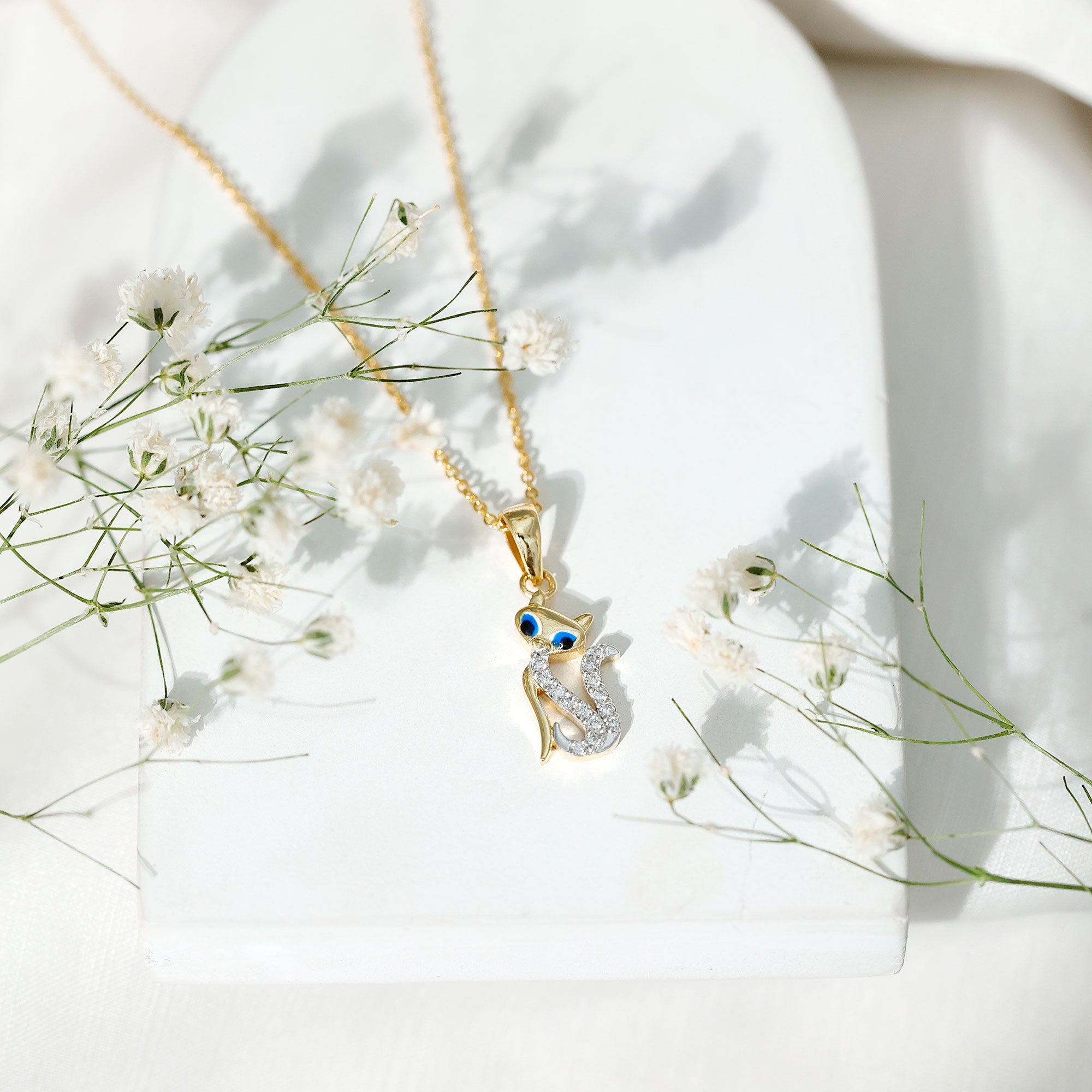 Certified Moissanite Cat Pendant Necklace