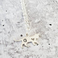 Tiny Cat Initial Pendant Silver Necklace