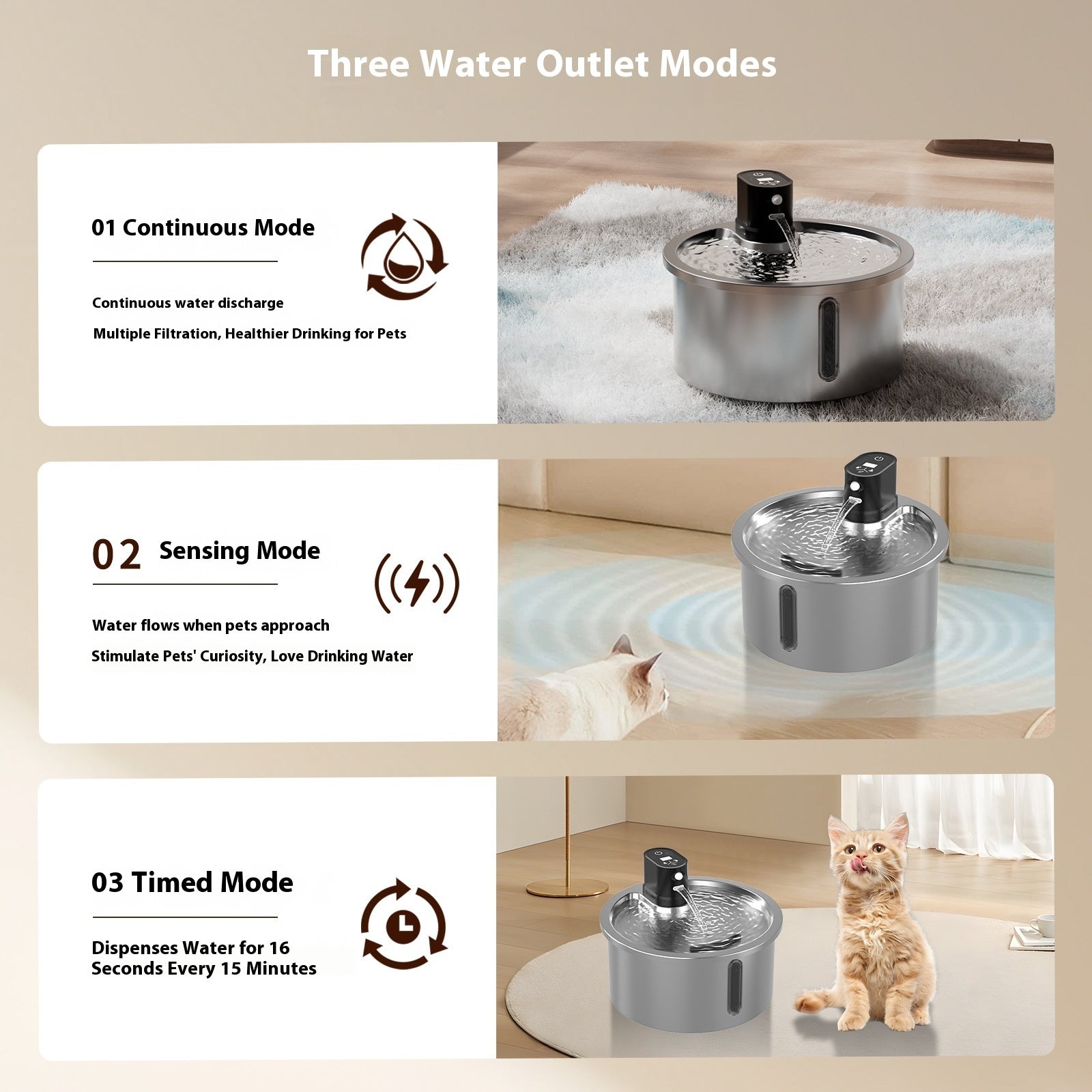 Cat Water Fountain Stainless Steel Constant Temperature Heating Cycle