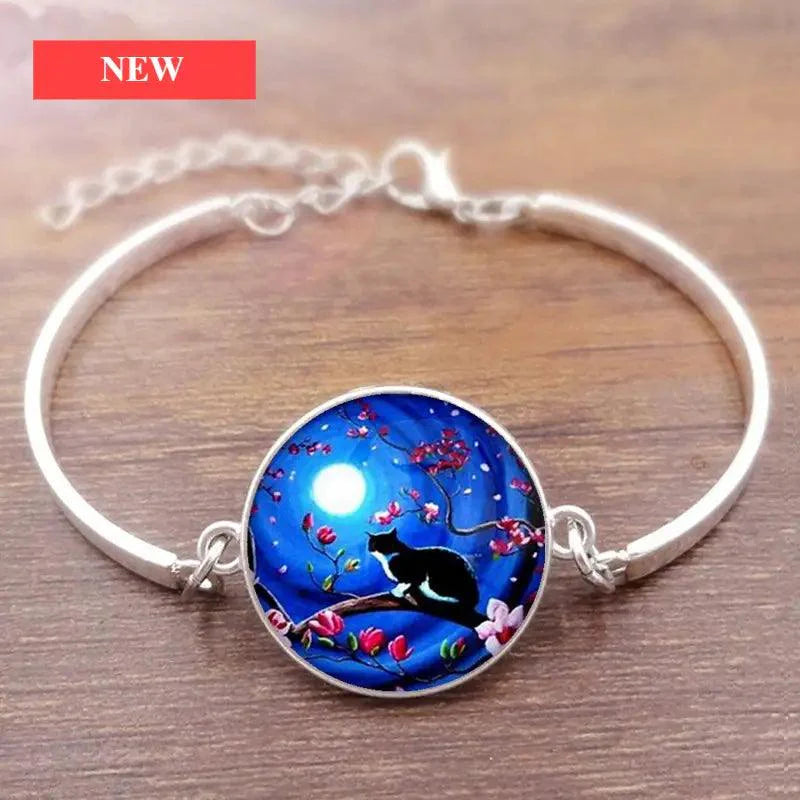 Cat Star Under The Glass Charm Bracelet Convex Plane Photo Handmade Jewelry For Woman And Man Accessories