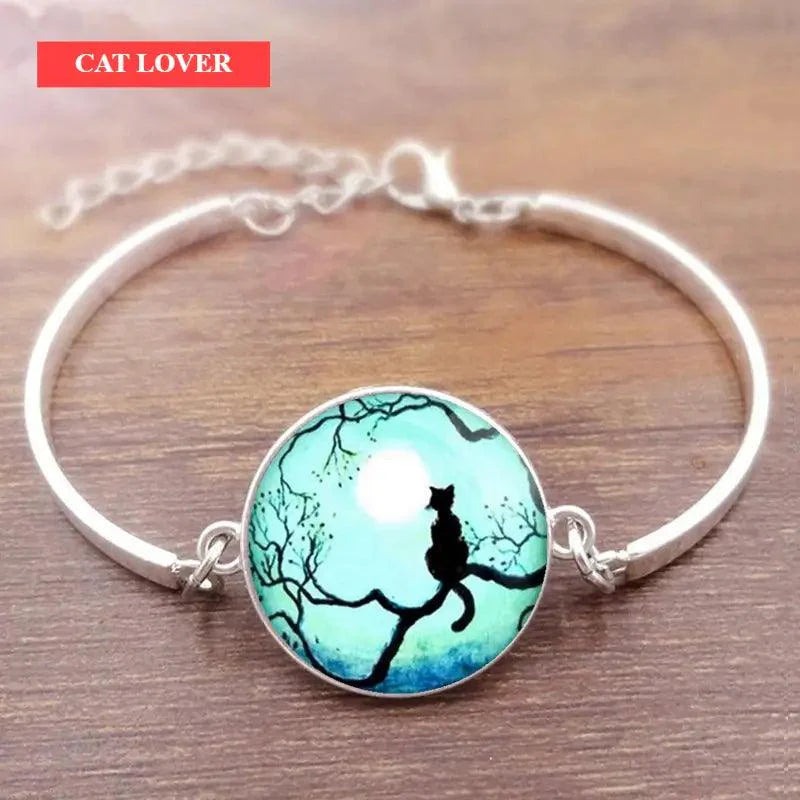 Cat Star Under The Glass Charm Bracelet Convex Plane Photo Handmade Jewelry For Woman And Man Accessories