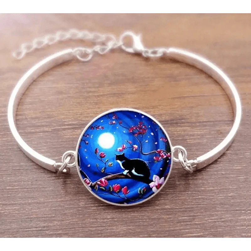 Cat Star Under The Glass Charm Bracelet Convex Plane Photo Handmade Jewelry For Woman And Man Accessories