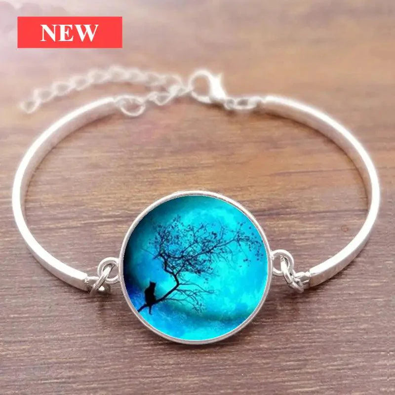 Cat Star Under The Glass Charm Bracelet Convex Plane Photo Handmade Jewelry For Woman And Man Accessories