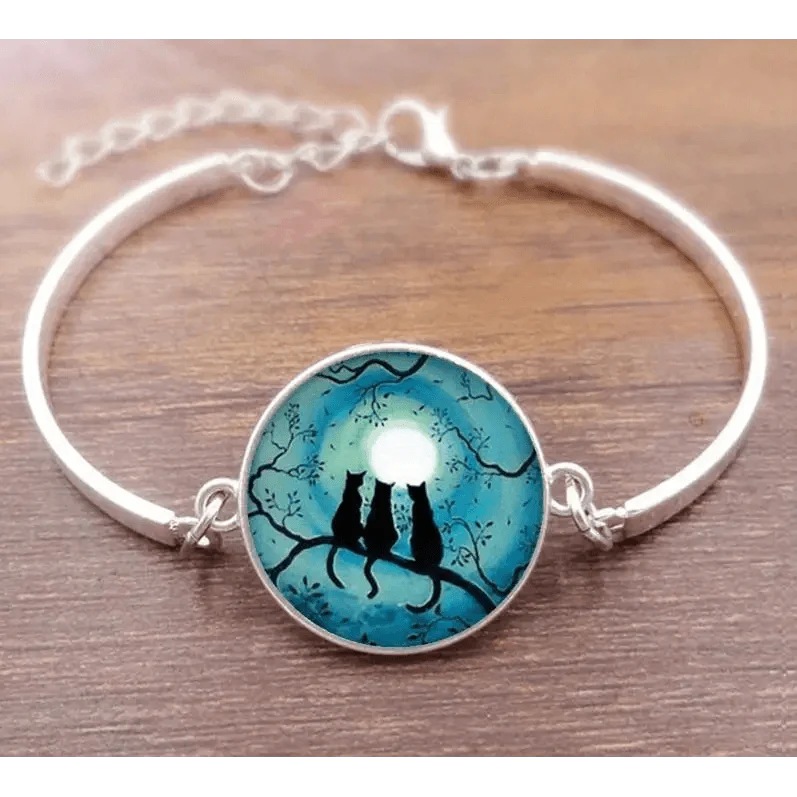 Cat Star Under The Glass Charm Bracelet Convex Plane Photo Handmade Jewelry For Woman And Man Accessories