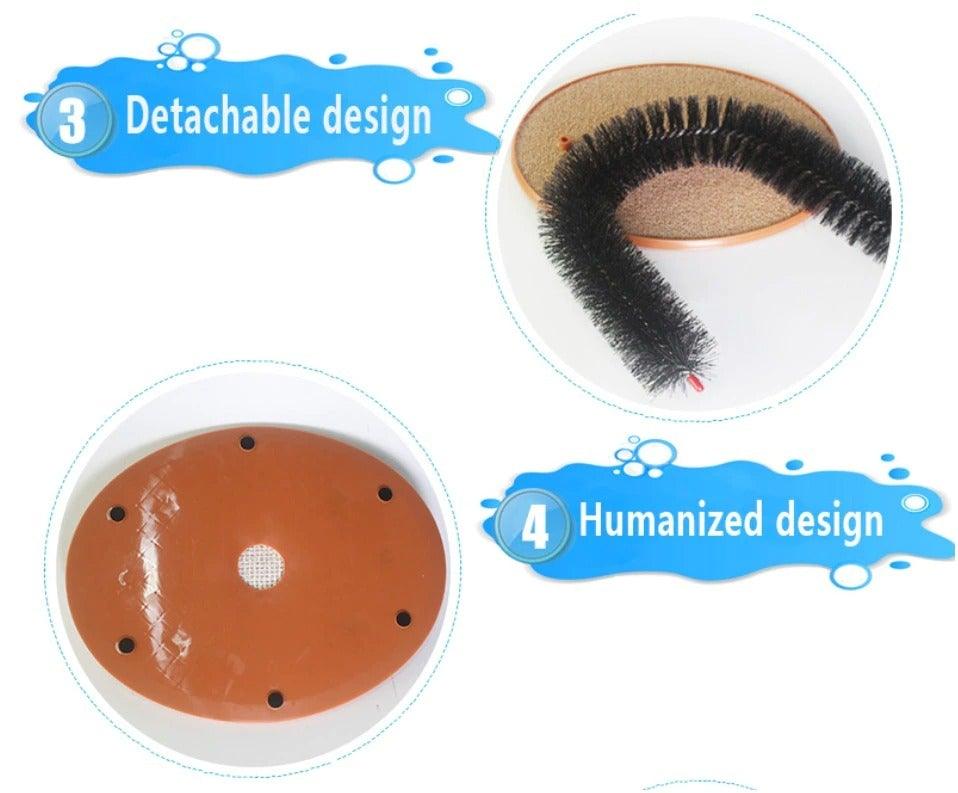 Comfortable Arch Cats Massager Pet Cat Itching Grooming Supplies Round Fleece Base Kitten Toy Scratching Device Brush For Cat Arch Self Grooming and Massaging Brush Toy Pet Scratcher Pads Hair Cleaner