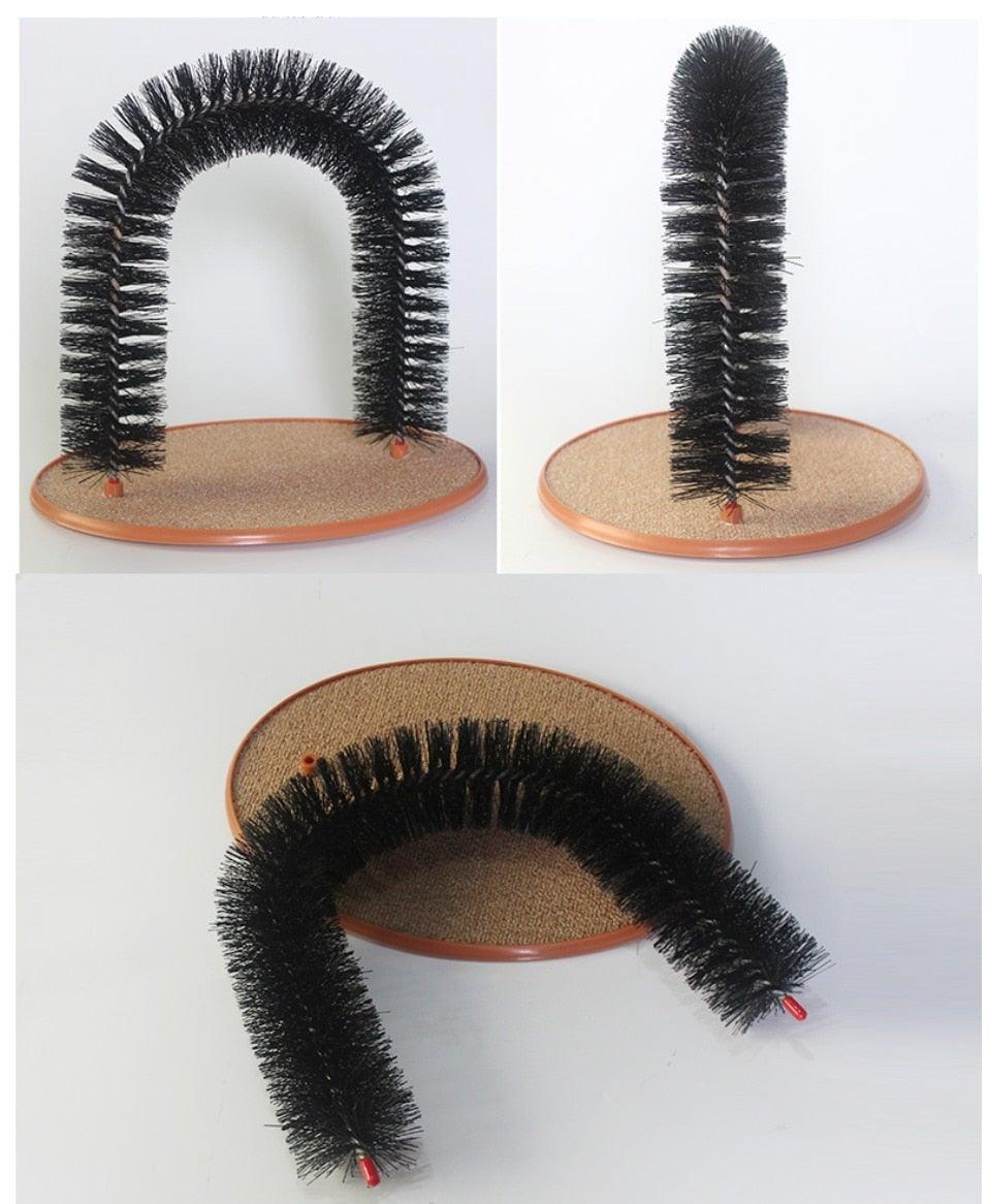 Comfortable Arch Cats Massager Pet Cat Itching Grooming Supplies Round Fleece Base Kitten Toy Scratching Device Brush For Cat Arch Self Grooming and Massaging Brush Toy Pet Scratcher Pads Hair Cleaner